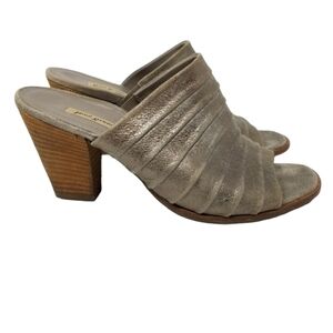 Paul Green Winston Metallic Mule Sandal Slip On Heel Womens Size 4.5